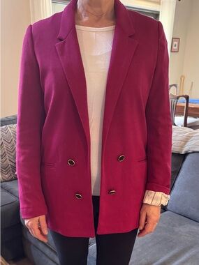 Studio Magenta Double-Breasted Blazer